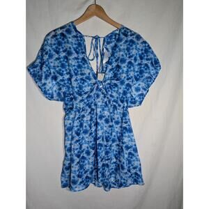 Primark Womens Swim Cover Dress Sz Small 6-8 Blue Cover Up Spring Break Tie Back